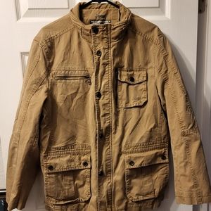 Jeep Tan Khaki Heavy Duty Thick Zip up Jacket Coat Size Large No. JS7WV